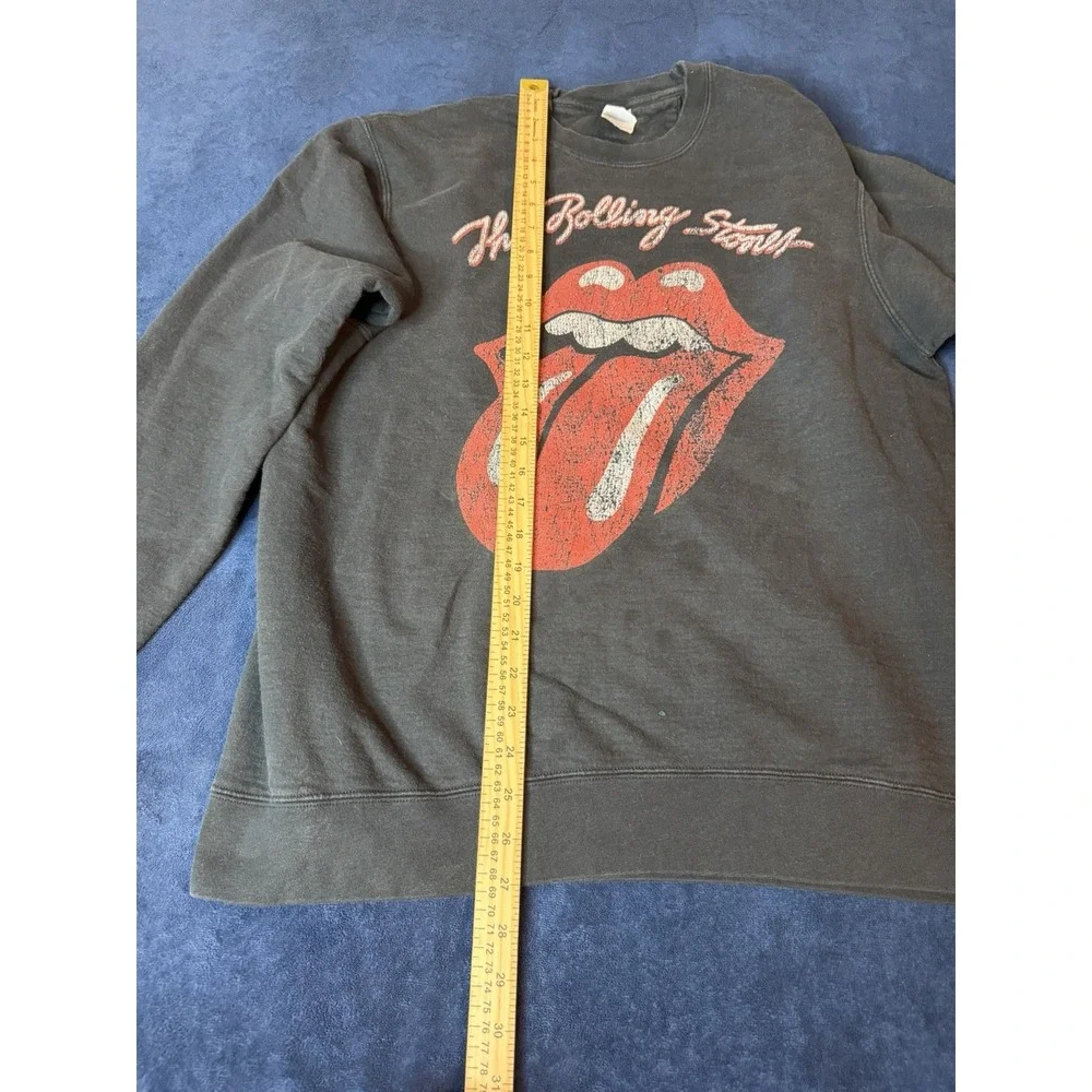 The Rolling Stones Crewneck Sweatshirt Port Authority Distressed Black Mens L